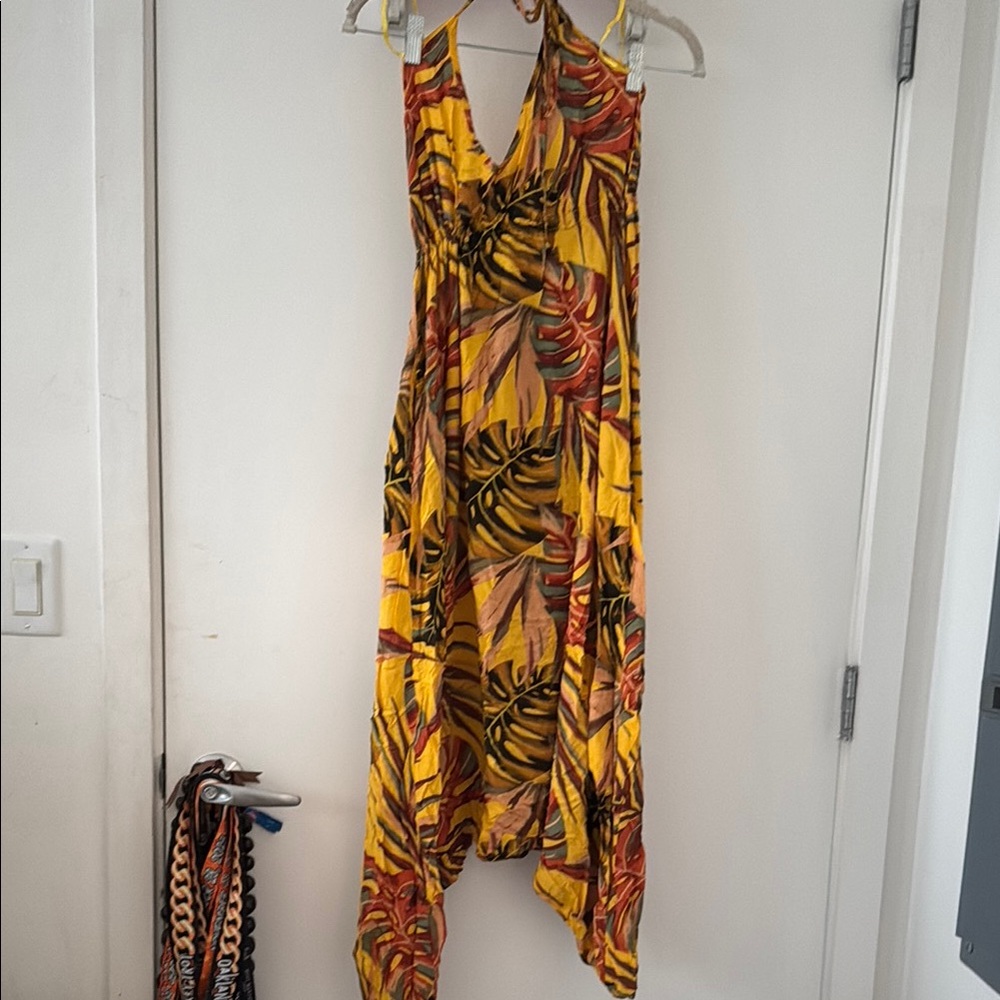 Yellow and Orange Asymmetrical High-Low Romper